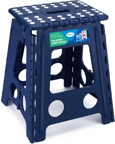 Miniatura 30 de Dyforce Taburete plegable de 16 pulgadas, capacidad de 400 libras, taburete plegable de plástico resistente para adultos, taburete con asa, fácil