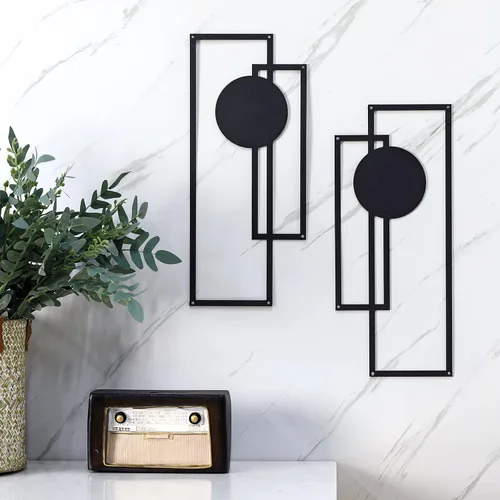 Peryiter 2 piezas de arte abstracto de pared de metal pequeño, decoración minimalista de pared de 15.7 pulgadas, arte de una sola línea, esculturas