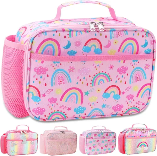 Miniatura 29 de RHCPFOVR Lonchera para niños – Lonchera aislada para niños y niñas, bolsa de almuerzo lavable y lonchera reutilizable para niños pequeños a prueba