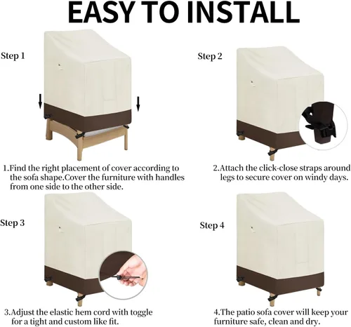 Miniatura 7 de Easy-Going Funda para Silla Apilable de Exterior Resistente, Funda para Silla de Patio Impermeable, Funda para Muebles de Exterior Resistente al