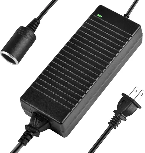 Shentian Fuente de alimentación Adaptador de mechero de encendedor de CA a CC 110V-240V a 12V Convertidor de cargador de energía para coche negro