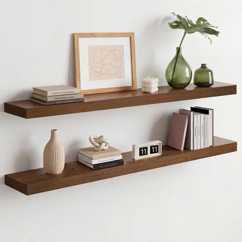 Miniatura 41 de Homeforia Estante flotante blanco de 48 pulgadas, estantes flotantes de madera maciza de alta gama de 48 pulgadas de largo para montaje en pared
