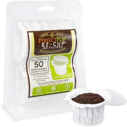 Miniatura 4 de Perfect Pod EZ-Cup Filtros de café de papel con tapa patentada para cafeteras de una sola porción y cápsulas de café, compatibles con Keurig