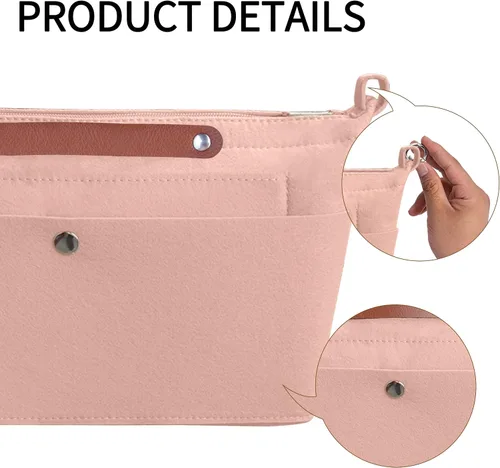 Miniatura 3 de Soyizom Organizador de bolso, organizador de bolsa de inserción para bolsos, organizador de fieltro con cremallera y bolsa de llavero en la bolsa