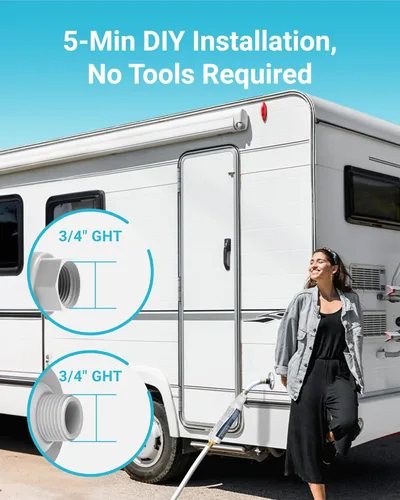 Miniatura 7 de AQUA CREST Filtro de agua para caravana, filtro de agua en línea RV con certificado NSF, reduce el cloro, el mal sabor y el olor, ideal para jardín