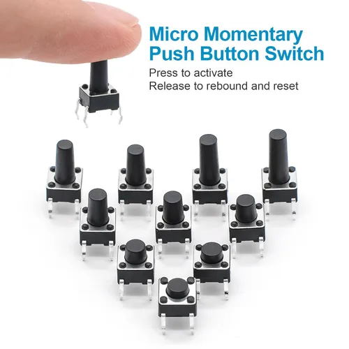 Miniatura 7 de QTEATAK - Juego surtido de 200 piezas de 10 pines de 0.236 x 0.236 in de 0.236 x 0.236 in, interruptor de botón táctil micro momentáneo
