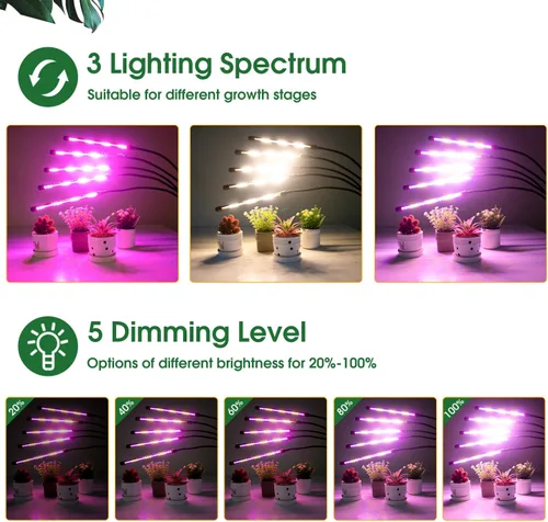 Miniatura 3 de Wolezek Luces de cultivo para plantas de interior, 100 luces LED de espectro completo para plantas de interior con soporte ajustable, lámpara