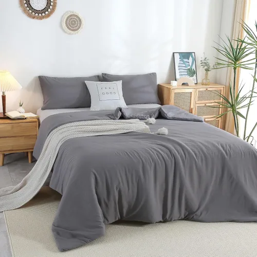 Miniatura 43 de COTTEBED Juego de edredón ultrasuave para cama King, para uso en todas las estaciones, peso ligero con microfibra de algodón lavado cálida y Verde