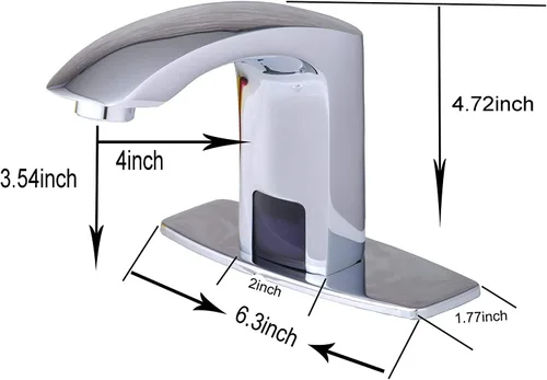 Miniatura 2 de Grifo automático para lavabo de baño con tapa de orificio, sensor de placa, sin contacto, grifo de tocador cromado de doble alimentación, manos Cromo