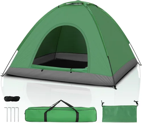 Miniatura 10 de Outvita Tienda de campaña para 4 personas con lluvia y bolsa de transporte, tienda de campaña impermeable de fácil instalación con ventanas de malla