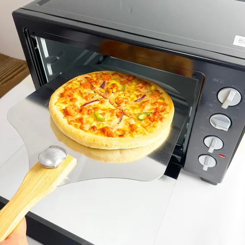 Miniatura 4 de KLAQQED Pala de pizza de 12 x 14 pulgadas, espátula de pizza con mango de madera plegable, herramientas de aluminio para hacer accesorios
