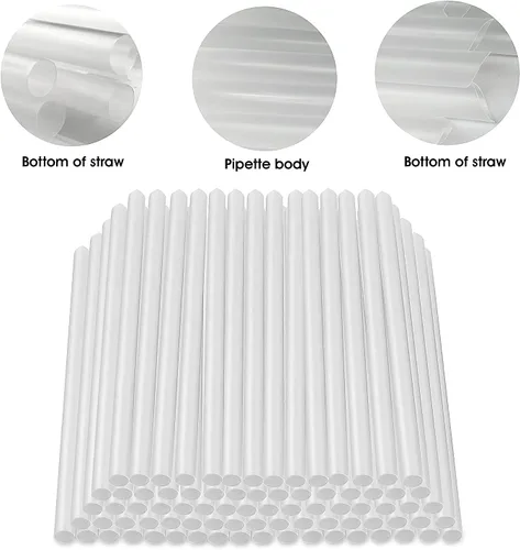Miniatura 4 de 400 pajitas Boba transparentes jumbo, pajitas de batido de plástico desechables envueltas individualmente, pajitas grandes de boca ancha