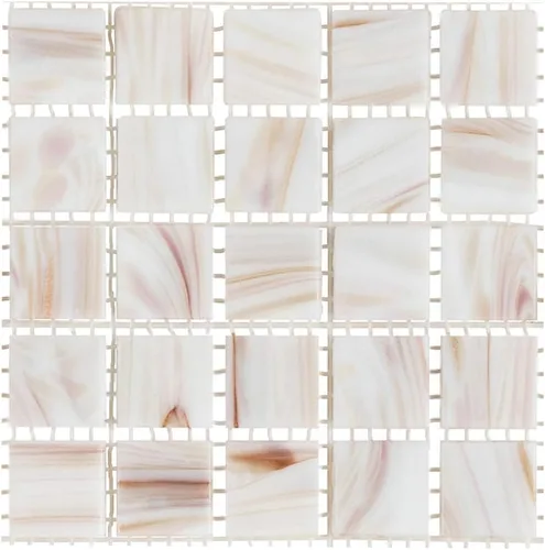 URBN - Mosaico de vidrio iridiscente blanco contemporáneo con reflejos de bronce metálico para cocina y baño, azulejos de muestra (4-1/3 pulgadas x