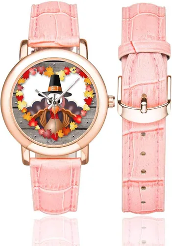 Miniatura 2 de Reloj de pulsera con correa de cuero rosa para mujer, color rosa