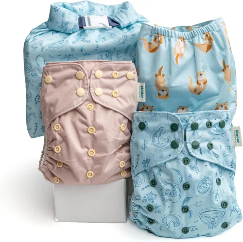 Miniatura 16 de Kinder Juego de 5 pañales de tela reutilizables para bebé, estilo bolsillo, camiseta atlética que absorbe la humedad, recién nacido a orinal 7-60