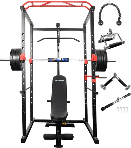 Jaula de potencia con sistema de tracción LAT, equipo de entrenamiento de soporte de potencia de cuerpo completo, estante multifunción para
