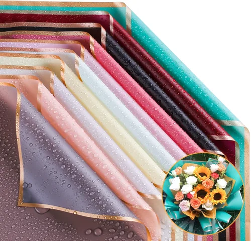 Miniatura 2 de FUSHENMU 20 hojas de papel de regalo de flores, ramo de flores, impermeable, suministros de ramo de papel para manualidades, envoltura de flores