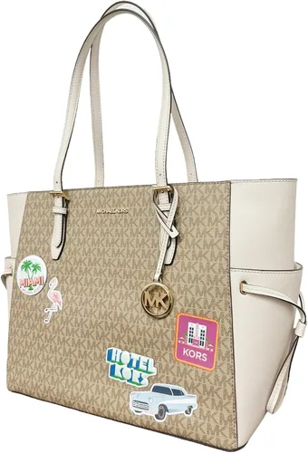 Miniatura 4 de Michael Kors Gilly Jet Set - Bolso grande con cremallera y cordón, Crema Claro Mk, Cordón