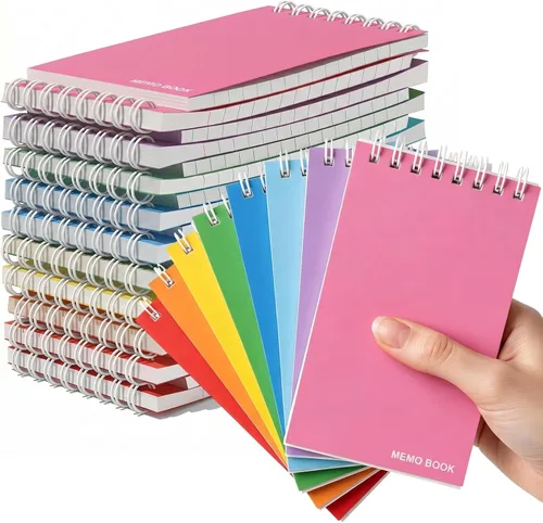 Miniatura 8 de Koogel Paquete de 6 cuadernos de bolsillo de 3 x 5 pulgadas, mini bloc de notas en espiral encuadernado en la parte superior, blocs de notas