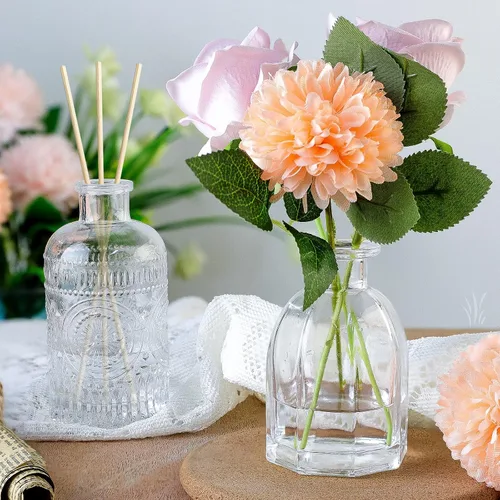 Miniatura 7 de Botellas de vidrio transparente con tapas, jarrones a granel, juego de 12 mini jarrones de flores para decoración de mesa, botella pequeña
