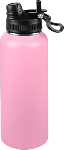 Miniatura 34 de Botella de agua aislada de 22 onzas, tapa 2 en 1 a prueba de fugas (sorbo/pajilla) + asa, botella de acero inoxidable para deportes, viajes, trabajo