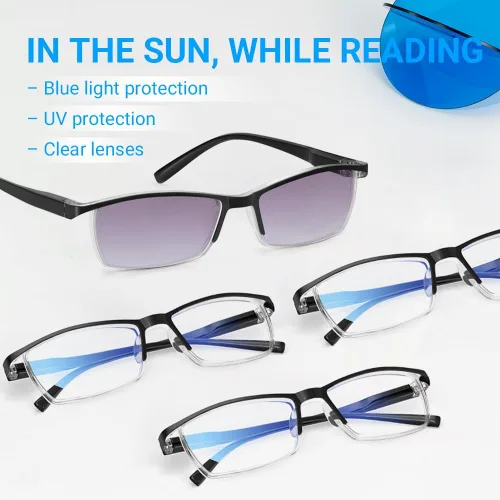 Miniatura 2 de TERAISE Gafas de Lectura Anti-luz Azul de Moda para Hombres y Mujeres Lector de Computadora 3 negro + 1 sol