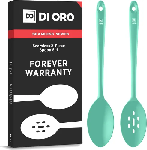 Miniatura 11 de DI ORO - Cucharas de silicona para cocinar, cucharas de cocina grandes para mezclar, servir y agitar, utensilios antiadherentes resistentes al calor
