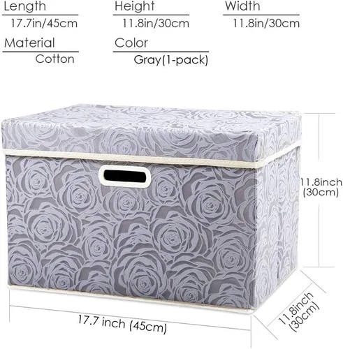 Miniatura 6 de PRANDOM Caja de almacenamiento plegable más grande con tapa [1 unidad] Contenedor Cesta Organizadora Cubo de Almacenamiento Decorativo de Tela