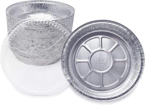 Miniatura 4 de Paquete de 40 sartenes redondas de aluminio prémium de 8 pulgadas con tapas de cúpula de plástico, lata de aluminio desechable resistente para asar
