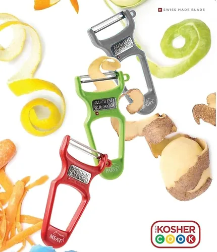 Miniatura 5 de The Kosher Cook Y Pelador de verduras, hoja de acero inoxidable ultra afilada, pelador suizo, mango de plástico de fácil agarre, herramientas