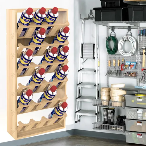 Miniatura 6 de Nisorpa Soporte para 24 latas de pintura en aerosol o lubricante, estante para latas de aerosol de 6 niveles, estante de almacenamiento de latas