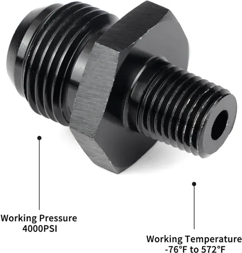 Miniatura 5 de Adaptador de manguera de tubería macho de 10AN a 1/4 NPT de aluminio recta para línea de combustible, adaptador de manguera de aluminio negro