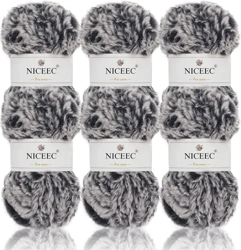 Miniatura 18 de NICEEC Hilo de Pelo Sintético Super Suave, Grueso y Esponjoso, Hilo de Pestañas para Crochet y Tejido (Longitud Total 192m/9.1kg) - Otoño/300g