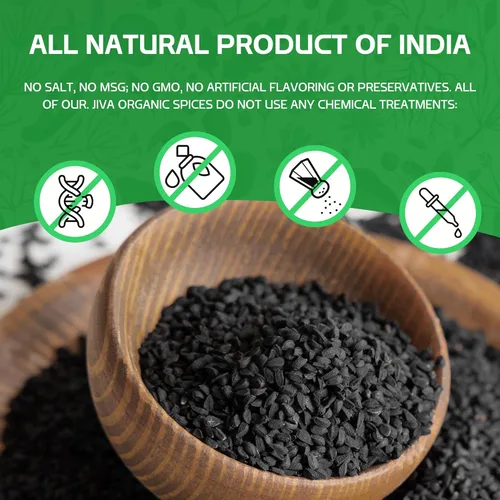 Miniatura 6 de Jiva, Kalonji orgánico USDA (semilla negra, neguilla, comino negro); 7 oz