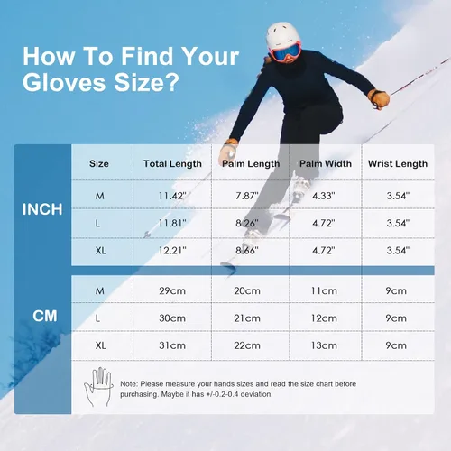 Miniatura 6 de Durio Guantes de esquí para mujer, impermeables, cálidos, para hombres y mujeres, guantes de nieve antideslizantes para invierno, guantes