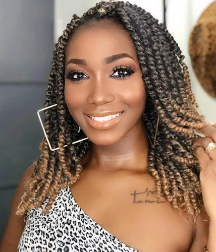 Miniatura 16 de Cabello Passion Twist de 12 pulgadas, 8 paquetes, cabello de ganchillo pretrenzado para mujeres negras, cabello rizado de ganchillo preenlazado, 1b#