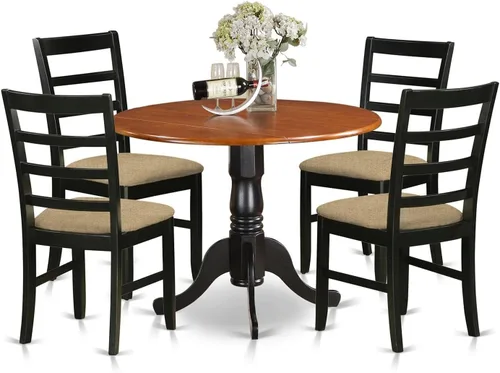 Miniatura 9 de East West Furniture DLPF3-BCH-C - Juego de comedor de 3 piezas que contiene una mesa de comedor redonda con gotas y 2 sillas de cocina tapizadas