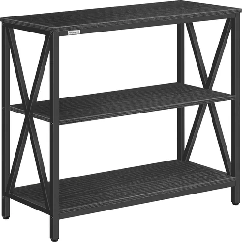 MAHANCRIS Mesa de sofá, mesa consola industrial, mesa lateral estrecha de 3 niveles con estantes abiertos, mesa de vestíbulo para entrada, pasillo,