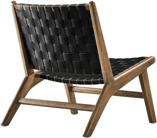 Miniatura 6 de Modway Saoirse - Sillón decorativo de madera de imitación en color negro nogal Cuero sintético negro nogal