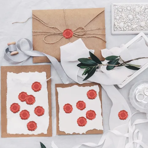 Miniatura 6 de CRASPIRE 50 calcomanías de sello de cera roja, brújula, autoadhesivas, sello de cera, sobre para invitación de boda, álbum de recortes, bricolaje