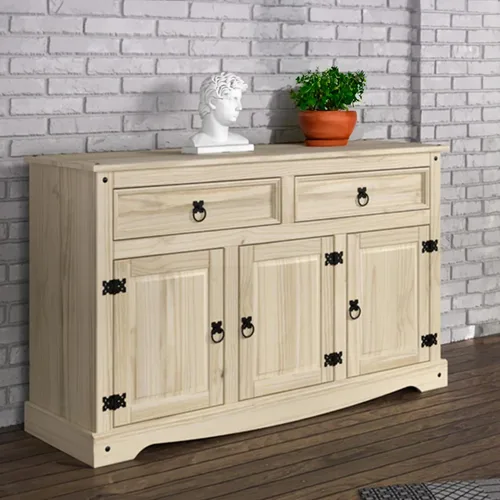 Furniture Dash Aparador de buffet de madera maciza de 51.9 pulgadas de ancho, 16.9 pulgadas de profundidad, 31.6 pulgadas de alto, armario de Natural