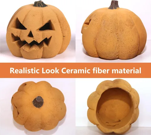 Miniatura 8 de heyfurni Tronco de calabaza de cerámica ignífugo para hoguera, fogata, chimenea, hoguera, decoración de Halloween, para fuegos de propano, gel