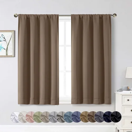 Miniatura 204 de Cortinas opacas para dormitorio, sala de estar, juego de 2 paneles de 54 pulgadas de largo, cortinas de oscurecimiento de habitación con aislamiento
