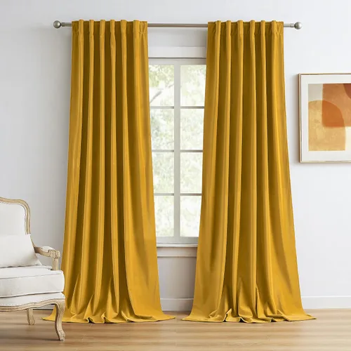 Miniatura 10 de MUMFAS Cortinas con pestaña trasera naranja tostado 52x63 2 paneles