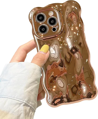 Miniatura 52 de XIZYO Funda para iPhone 13 de 6.1 pulgadas, bonito patrón de ondas, estético, 3D, rizado, ondulado, chapado en purpurina, para mujeres y niñas, Azul