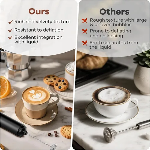 Miniatura 3 de Espumador de leche recargable, espumador de café de mano, mezclador de bebidas con tapa, batidor eléctrico para matcha lattes, capuchino, chocolate