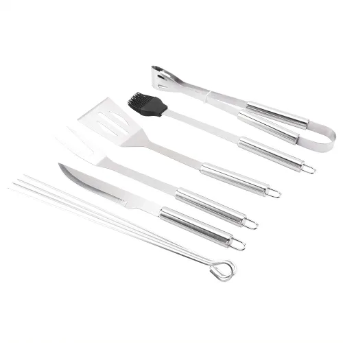 Miniatura 6 de Juego de herramientas para barbacoa, 9 unids/set de herramientas de parrilla, tenedor de cuchillo de barbacoa de acero inoxidable, cepillo de pala