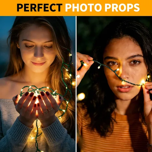 Miniatura 6 de Guirnalda de 500 luces LED de 164 pies, 8 modos de enchufe, con función de memoria, tira de luces verdes de Navidad para dormitorio, árbol