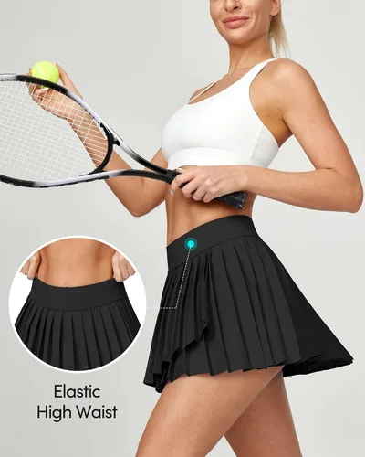 Miniatura 4 de IUGA Falda de tenis plisada para mujer con bolsillos, falda de golf de cintura alta para mujer, falda pantalón de entrenamiento atlético