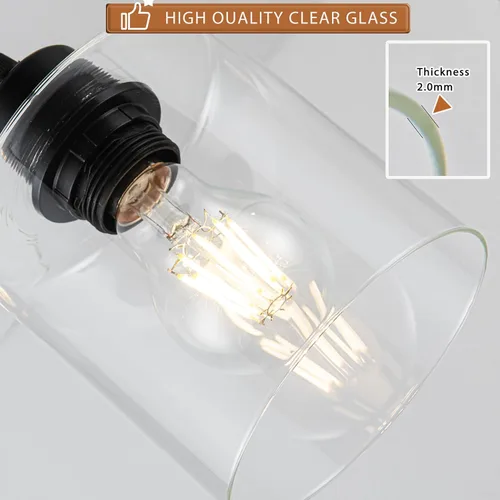 Miniatura 3 de 1 lámpara colgante de isla de cocina, moderna lámpara colgante de granja, lámpara de techo negra ajustable de 39 pulgadas para comedor, base E26